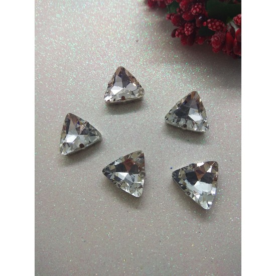 Стразы в цапах "Треугольник" 18 мм цв. белый, цена за 1 шт